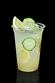 Refreshing lemonade with lemon and cucumber