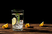 Refreshing lemon soda with microgreens