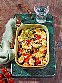 Provençal gratin with artichoke hearts, peppers, aubergines and courgettes