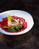 Scallop with beetroot vinaigrette