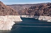 Low water levels at Hoover Dam and Lake Mead