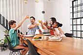 Family enjoying meal together