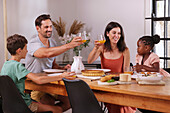 Family enjoying meal together