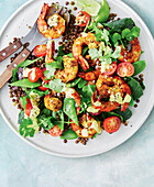 Prawn and lentil salad with turmeric and coriander