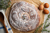 Ensaimada (yeast dough snail) from Mallorca with icing sugar