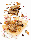 Homemade muesli bars with nuts and seeds