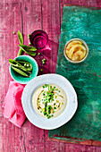 19. Pea pod extract (pea pods, boiled down and strained with baking soda and sugar, e.g. for flavouring soups)