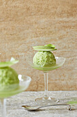 Grünes Matcha-Apfel-Sorbet