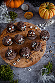 Scary chocolate truffles with Halloween decoration