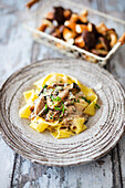 Pappardelle with chestnuts � la cr�me and parmesan (vegetarian)