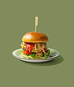 Cheeseburger with fried onions from the Airfryer