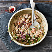 Cannelini bean salad with tahini and chilli flakes