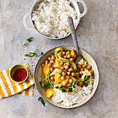 Indian mango curry with chickpeas