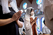 Morning mass on August 9th, every year, in memory of the victims of the atomic bomb. Urakami Cathedral, Nagasaki, Japan