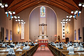 Morning mass on August 9th, every year, in memory of the victims of the atomic bomb. Urakami Cathedral, Nagasaki, Japan