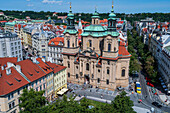 Views of St. Nicholas' Church from the tower of the Old Town Hall in Prague