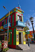 A mannequin of Lionel Messi is on the balcony of the famous building on Caminito in La Boca, Buenos Aires, Argentina. .