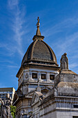 Architectural detail of an elaborate mausoleum in the Recoleta Cemetery in Buenos Aires, Argentina.