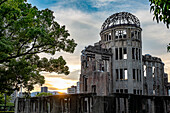 Hiroshima Peace Memorial (Genbaku Dome, Atomic Bomb Dome or A-Bomb Dome) and Motoyasu River in Hiroshima, Japan