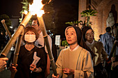 Torchlight procession on August 9th, every year, in memory of the victims of the atomic bomb. Start from Urakami Cathedral and ends Peace Park, , Nagasaki, Japan