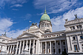 The facade of the Argentine National Congress Building in Buenos Aires, Argentina.