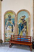 Paintings in the Church of Our Lady of the Rosary, Monteros, Argentina. Depicted are the Virgin Mary and Mary, Joseph & Jesus as a child.