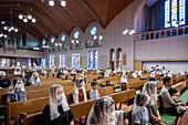 Morning mass on August 9th, every year, in memory of the victims of the atomic bomb. Urakami Cathedral, Nagasaki, Japan