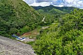 View from the dam at Campo Alegre Reservoir on Route 9 between Salta and San Salvador de Jujuy, Argentina.