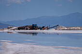 Salt mining operations on the salt flats of Salinas Grandes in northwest Argentina.