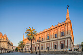 The General Archive of the Indies, a UNESCO site, exemplifies Spanish Renaissance architecture in Seville, housing valuable historical documents.