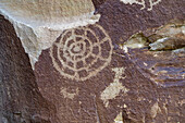 A pre-Hispanic Amerindian rock art petropglyph panel of the Fremont Culture in Nine Mile Canyon, Utah.