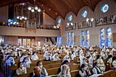 Night mass on August 9th, every year, in memory of the victims of the atomic bomb. Urakami Cathedral, Nagasaki, Japan