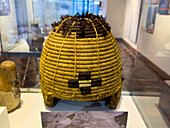 A woven Inca helmet from Peru in the Dr. Eduardo Casanova Archeology Museum in Tilcara, Argentina.