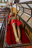 A hand-carved articulated wooden statue of Jesus Christ in the Church of Our Lady of Mercy in El Naranjo, Argentina. Carved in the 1700s by indigenous artists.