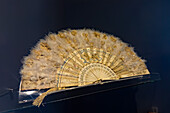 A woman's ivory, embroidered silk & feather fan in the Juan Lavalle Historical Provincial Museum, San Salvador de Jujuy, Argentina.