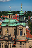 Views of St. Nicholas' Church from the tower of the Old Town Hall in Prague