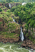 Iguazu Falls National Park in Argentina, as viewed from Brazil. A UNESCO World Heritage Site. Pictured is a small unnamed waterfall.