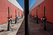 Gates to distribute water, in Dessalinitzadora del Llobregat, Water desalination plant, Avinguda Estany del Port, 4, 08820, El Prat de Llobregat, Barcelona, Catalonia, Spain