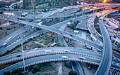 Nus de la Trinitat Road knot in Trinitat vella Ronda de dalt arial view Barcelona Catalonia Spain