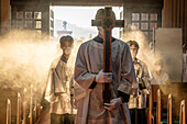 Night mass on August 9th, every year, in memory of the victims of the atomic bomb. Urakami Cathedral, Nagasaki, Japan