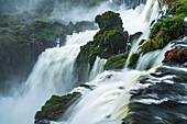 Iguazu Falls National Park in Argentina. A UNESCO World Heritage Site. Pictured is the precipice of Mbigua Falls and lower San Martin Falls.