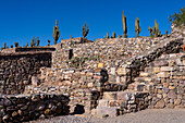 Partially reconstructed ruins in the Pucara of Tilcara, a pre-Hispanic archeological site near Tilcara, Humahuaca Valley, Argentina.