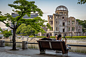 Hiroshima Peace Memorial (Genbaku Dome, Atomic Bomb Dome or A-Bomb Dome) and Motoyasu River in Hiroshima, Japan