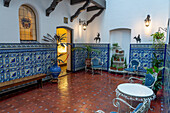 Colorful tiled atrium of the former Temporary Home #2 for homeless women and children, now the Eva Peron Museum. Buenos Aires, Argentina.