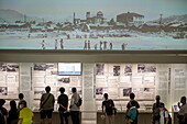 Area covering the reconstruction stage after the atomic bombing. Exhibition inside the Hiroshima Peace Memorial Museum, Hiroshima, Japan