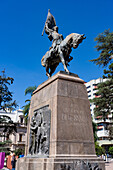 Equestrian statue of General Manuel Belgrano in Plaza Belgrano in San Salvador de Jujuy, Argentina. Belgrano was a hero of the Argentine War of Indepence.