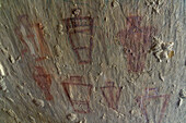 A pre-Hispanic Amerindian rock art painted pictograph panel of the Fremont Culture in Nine Mile Canyon, Utah.