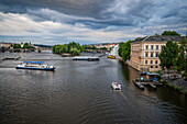 View of Vltava River from Charles Bridge in Prague