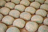 The traditional Daifuku in Nakatanidou shop, made of soft rice cake (mochi) fill with sweet bean paste, in Nara Japan.