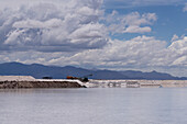 Salt mining operations on the salt flats of Salinas Grandes in northwest Argentina.